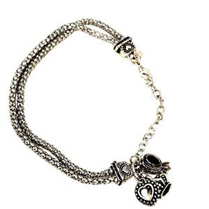 Premier Designs Silver Tone 8-9" Adjustable Bracelet Heart, Crown & Ring Charms